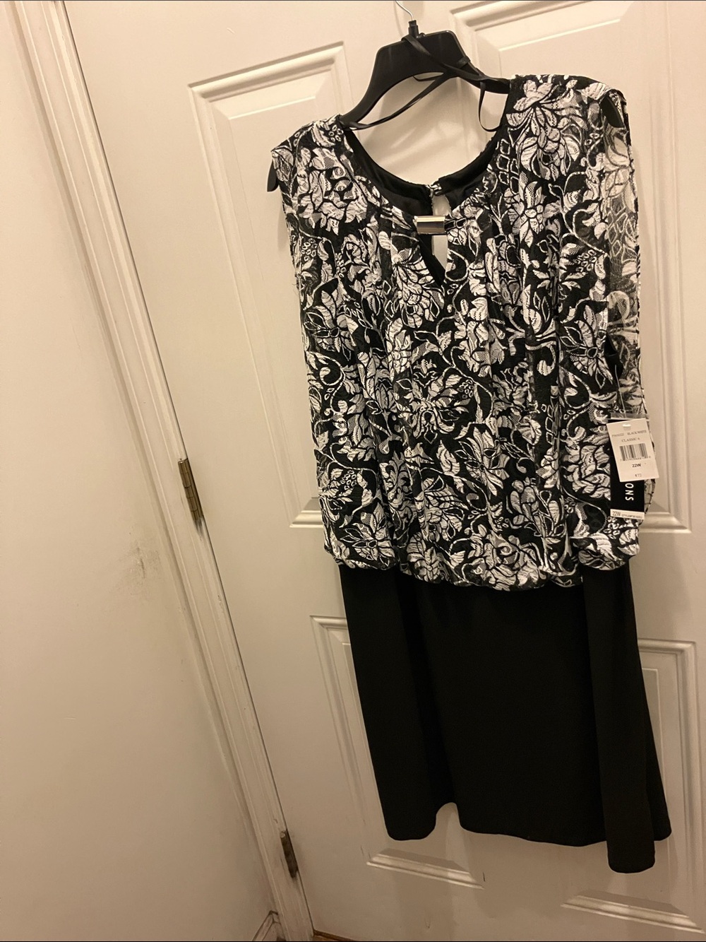 Perceptions Black and White Floral Overlay Dress